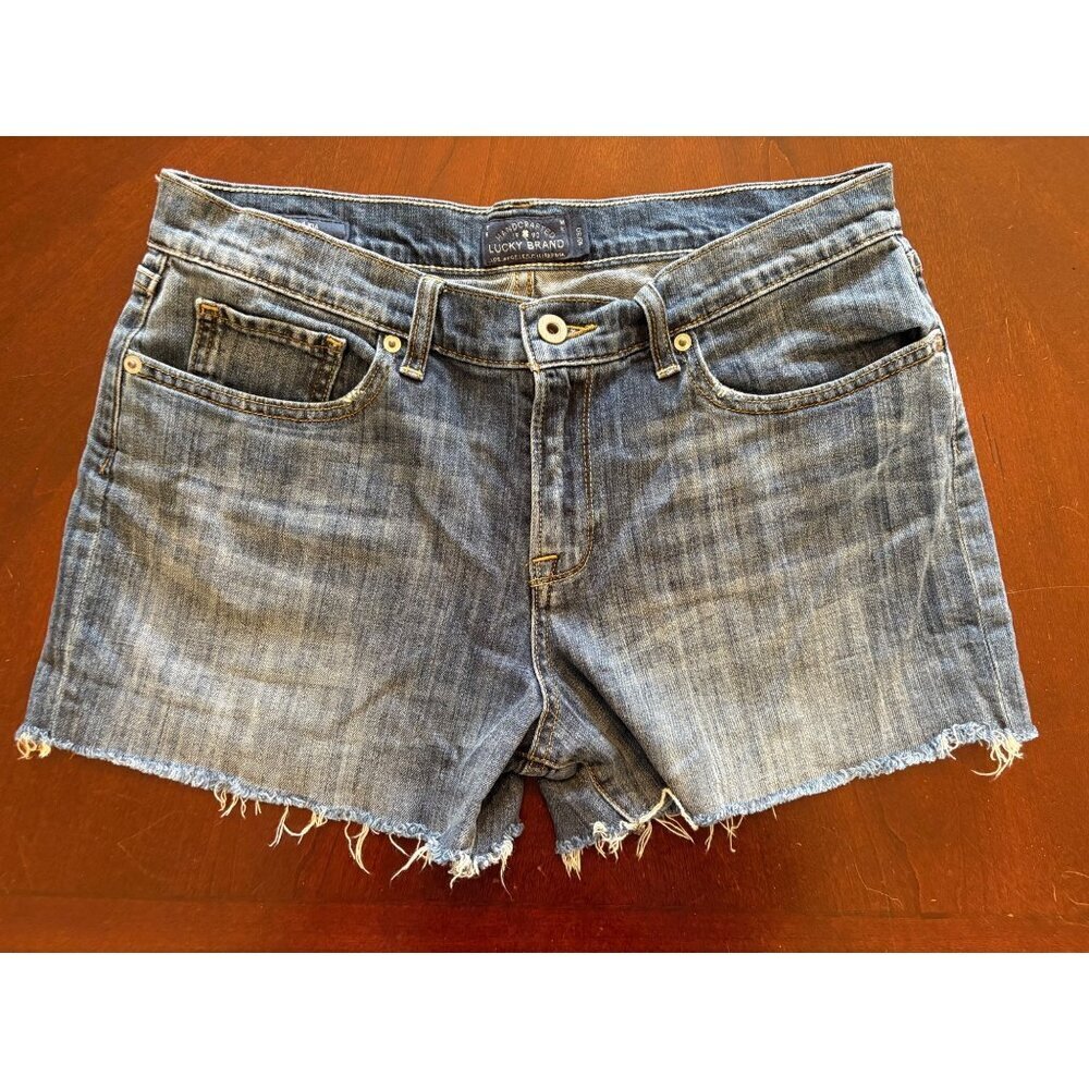 Lucky Brand The Bermuda Cutoff Denim Jean Shorts Distressed Size 10 US 30 - Picture 2 of 9